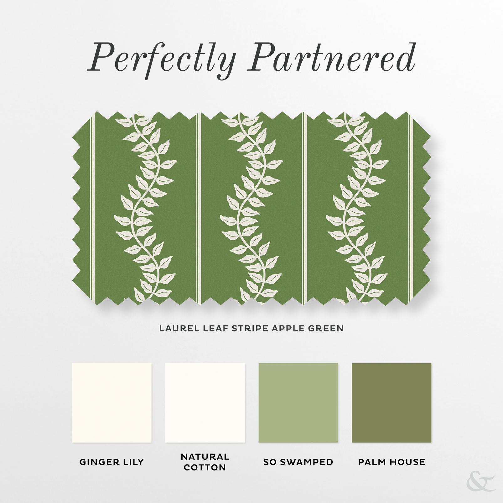 Laurel Leaf Stripe Apple Green Curtain