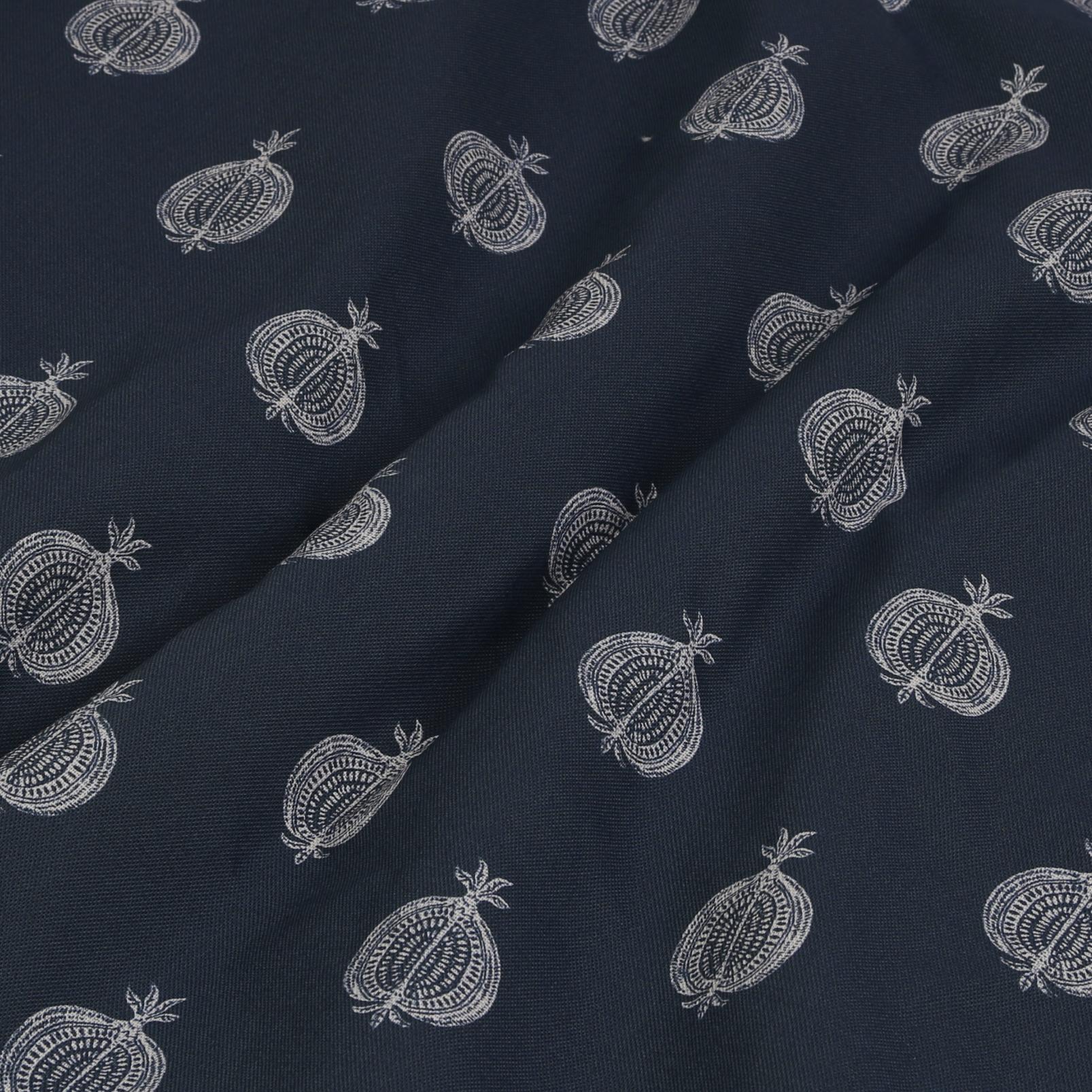 Pomegranate Motif Navy Curtain