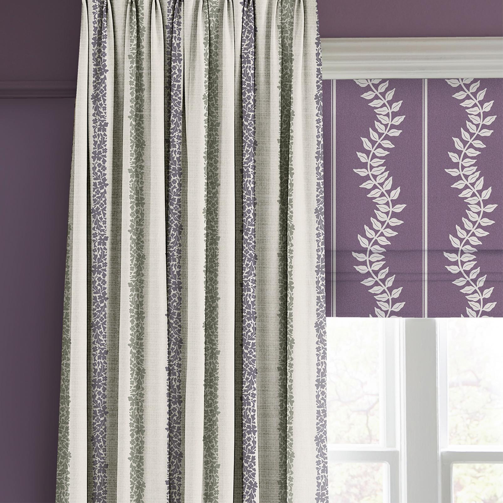 Laurel Leaf Stripe Purple Roman Blind