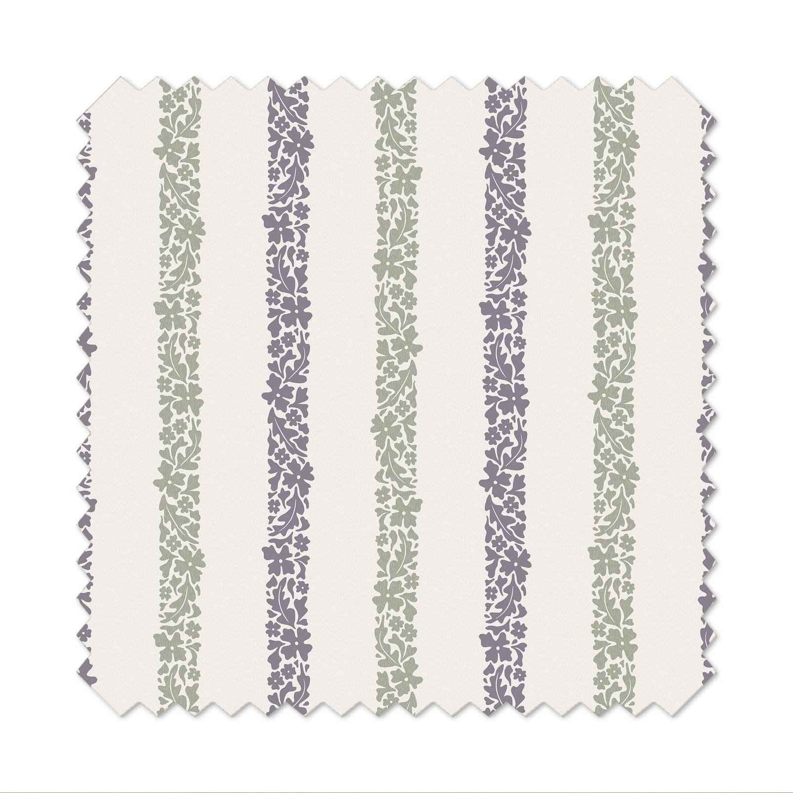 Floral Boheme Stripe Purple and Green Roman Blind