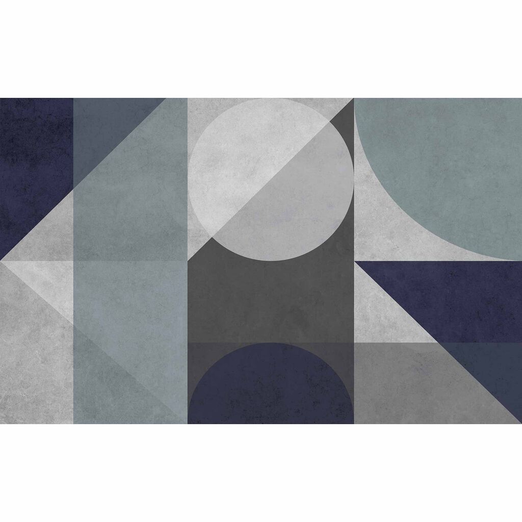 Abstract Geo Blue/Grey Maßgeschneiderte Fototapete
