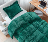 Designer Twin XL Comforter Set High Quality Dorm Bedding Dark Green College Apartment Decor