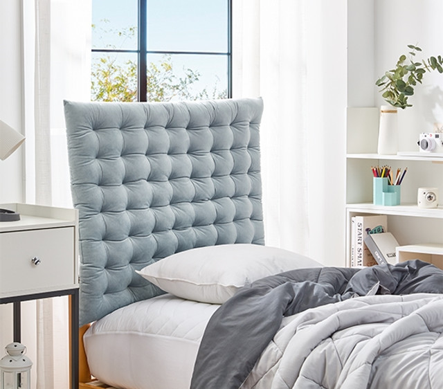 Velvet Dorm Headboard Extra Long Twin Bedding Accessory Neutral Apartment Decor for College Students