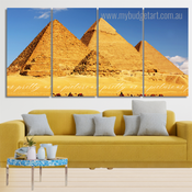 Great Pyramid of Giza Landscape Modern Framed Painting Pictures 4 Piece Framed Canvas Wall Art Prints Set For Home Décor
