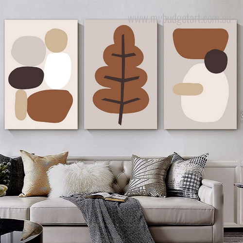 Roundly Blobs Spots Abstract Geometrical 3 Multi Panel Scandinavian Painting Set Photograph Canvas Print for Room Wall Drape