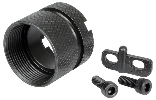 A full CR/SLH Series Barrel Nut and Torque Plate Kit with all pieces laid out. Product made by Midwest Industries.