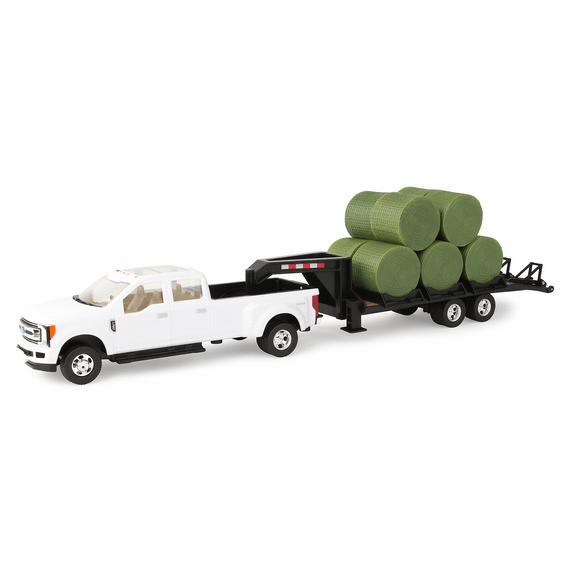Ford 1:32 Scale F-350 Pickup with Gooseneck Trailer and Bales 46631