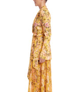 Yellow Multi | Floral Printed Tie Waist Blazer Side