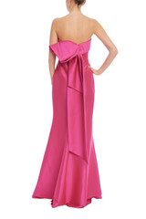 Hot Fuchsia | Strapless Mermaid Gown with Bow Back Back