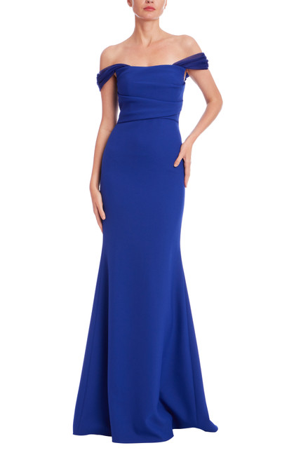 Blueberry | Off the Shoulder Column Gown Front