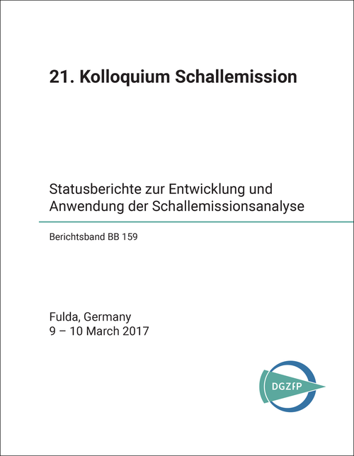 SCHALLEMISSION. KOLLOQUIUM. 21ST 2017. STATUSBERICHTE ZUR ENTWICKLUNG UND ANWENDUNG DER SCHALLEMISSIONSANALYSE