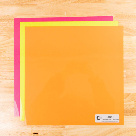 POLI-FLEX Turbo Neons HTV, 11.8" x 12" sheet, soft touch, perfect for cotton, polyester, blends, nylon, and acrylic fabric applications.