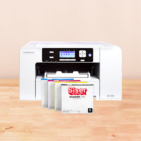 Sawgrass Virtuoso SG500 Printer bundle with Siser EasySubli inks, setup support, and exclusive Sawgrass Academy access.
