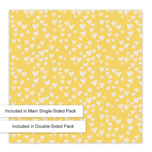 Yellow Heart 12x12 Scrapbooking Paper