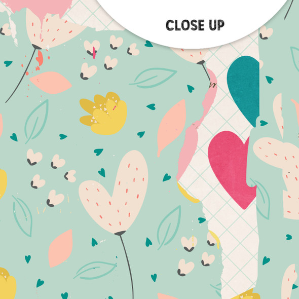 Mint Floral Mixed Media 12x12 Scrapbooking Paper