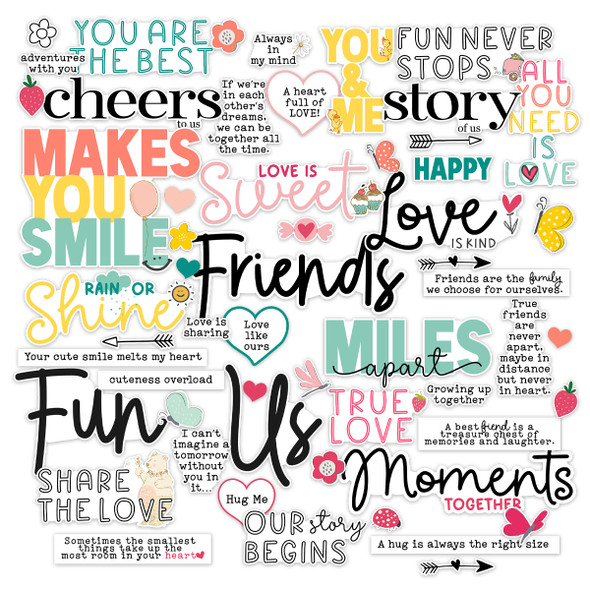 What a delightful combination of summer words! The colors add a touch of whimsy and magic, making this perfect for a scrapbook page or card.