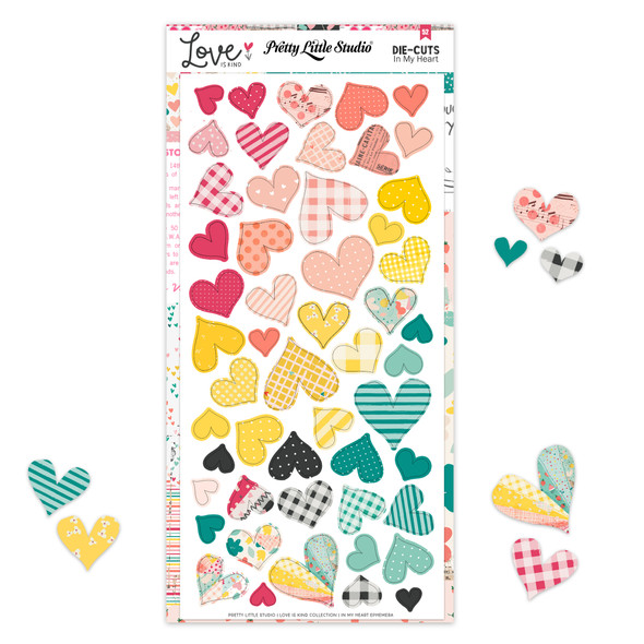 Rainbow colored heart die-cuts in different sizes and colors. Great for paper crafts, scrapbooking, junk journals, planners and more.