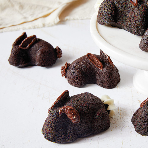Bunny cakes made with Gluten-Free Chocolate Cake Mix and Bunny Pan Set