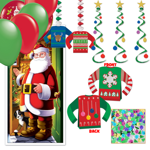 Christmas decor kit for a mystery party.