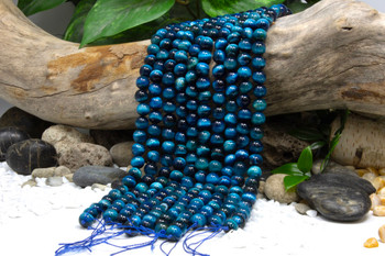Tiger Eye A Grade Polished Teal Blue Dyed 12mm Round