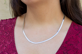 Stainless Steel 4mm Flat Snake Chain 17.7" Finished Necklace