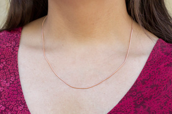 Rose Gold Plated Stainless Steel 1mm Round Snake Chain 17.7" Finished Necklace