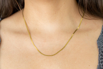 18K Gold Plated Stainless Steel 2mm Flat Snake Chain 19" Finished Necklace