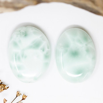 Green Angelite Polished 22x30mm Flat Oval