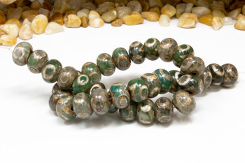 Tibetan Style Agate Matte 8mm Rondelle -Green