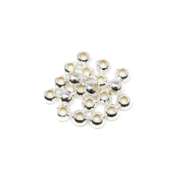 Sterling Silver Polished 2mm Round Beads - 20 Pieces