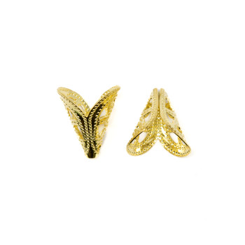 Gold Plated Stainless Steel 12x10mm Filagree Cone