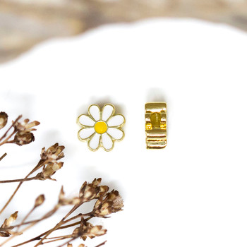 Gold Plated Enamel 6mm Daisy Bead
