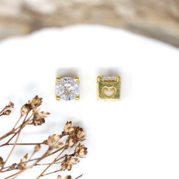 Gold Plated 5mm CZ Square Bead