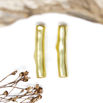 Gold Plated Matte 27.5x5mm Irregular Tube Bead