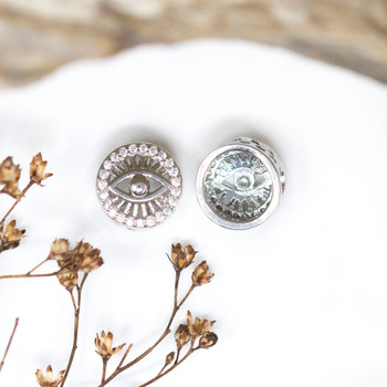 Silver Plated Micro Pave 10mm Evil Eye Bead
