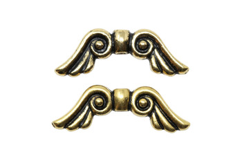 Gold Plated 7x21.25mm Angel Wings Bead
