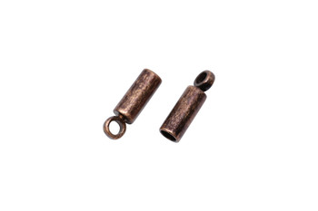Antique Copper 1mm Glue In End Cap - 2 Pair