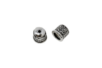 6mm Temple Cord End No Loop - Silver Plated