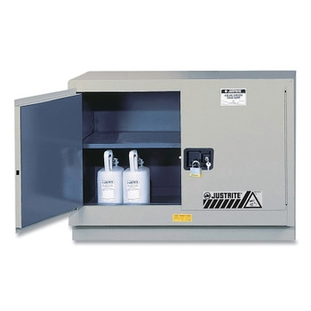 Justrite ChemCor Under Fume Hood Corrosives/Acids Safety Cabinet, 31 gal Capacity, 18 ga CR Steel, Silver (1 EA / EA)