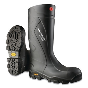 Dunlop Protective Footwear Purofort Expander with Vibram Boots, Steel Toe, Men's 12, 16 in Boot, Polyurethane, Gray (1 PR / PR)