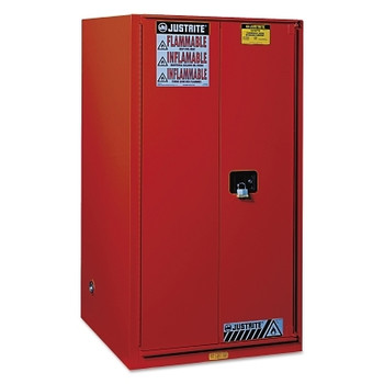 Justrite Safety Cabinets for Combustibles, Manual-Closing Cabinet, 96 Gallon, Red (1 EA / EA)