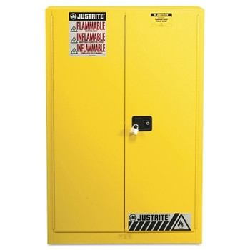Justrite Safety Cabinets for Combustibles, Manual-Closing Cabinet, 60 Gallon, Yellow (1 EA / EA)
