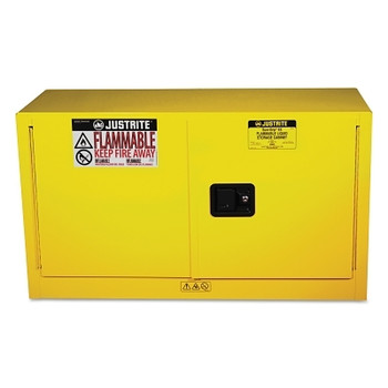 Justrite Yellow Piggyback Safety Cabinets, Self-Closing Cabinet, 17 Gallon (1 EA / EA)