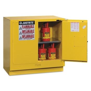 Justrite Yellow Undercounter Cabinets, Self-Closing Cabinet, 22 Gallon (1 EA / EA)