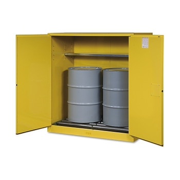 Justrite Vertical Drum Safety Cabinets, Manual-Closing, (2) 55 Gallon Drum, w/Rollers (1 EA / EA)