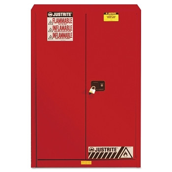 Justrite Safety Cabinets for Combustibles, Manual-Closing Cabinet, 60 Gallon, Red (1 EA / EA)