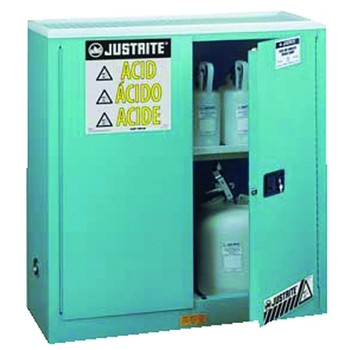 Justrite Blue Steel Safety Cabinets for Corrosives, Manual-Closing Cabinet, 30 Gallon (1 EA / EA)