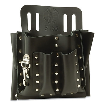 Klein Tools Tool Pouches, 10 Compartments, Black, Leather, Belt Loop (1 EA / EA)