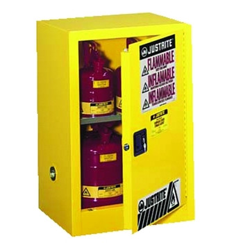 Justrite Yellow Countertop & Compact Cabinet, Manual-Closing, 12 Gallon (1 EA / EA)