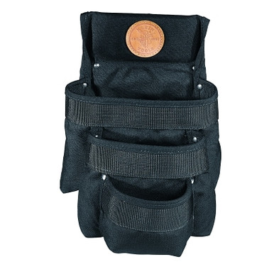 Klein Tools PowerLine Tool Pouches, 3 Compartments, Black, Cordura Fabric (1 EA / EA)
